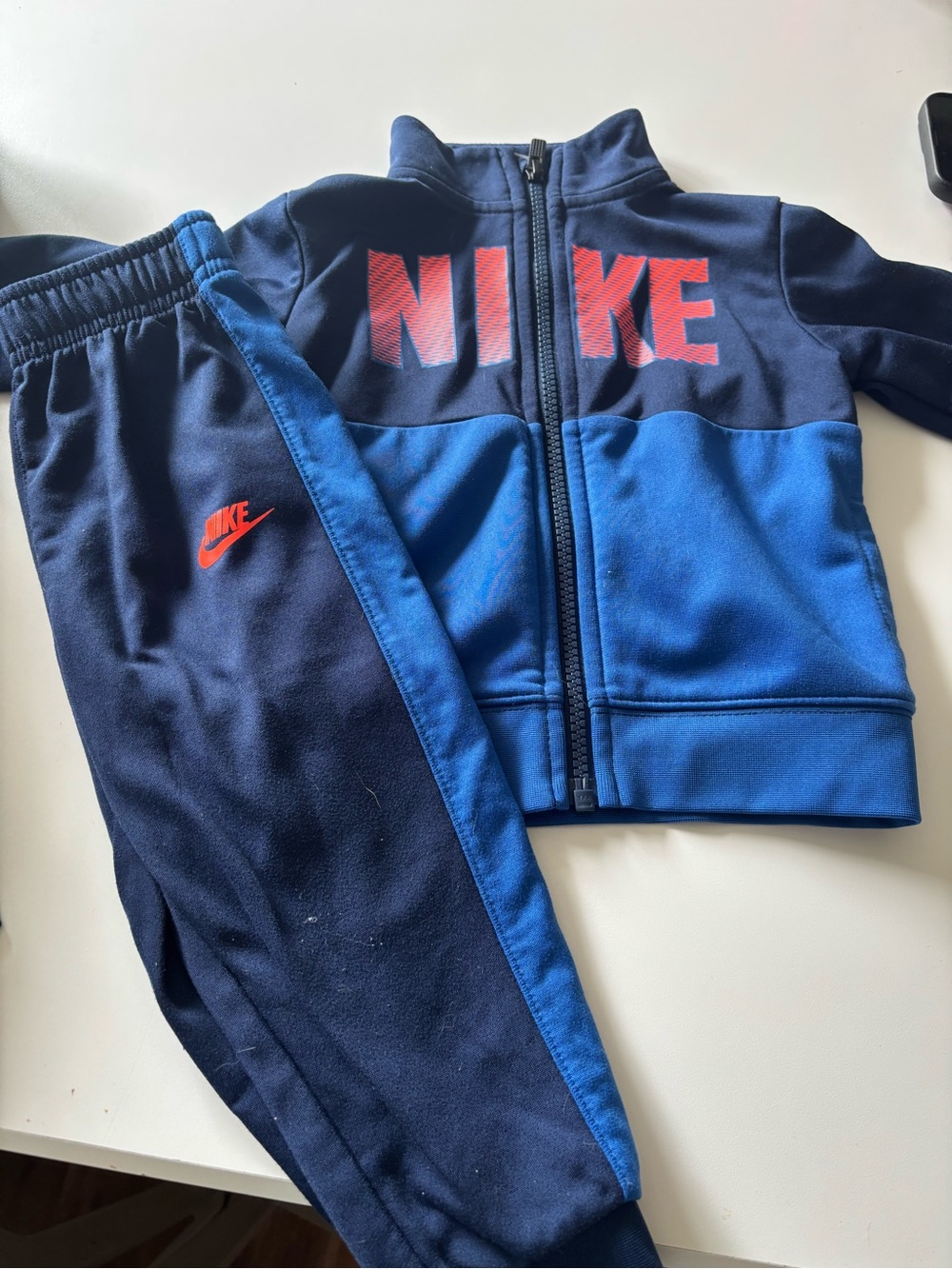 Nike Kids Navy & Royal Blue Zip Track Jacket with Red Logo
